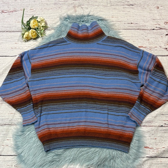 Aritzia Wilfred Free Blue Red Striped Hush Knit Turtleneck Sweater - Picture 1 of 9